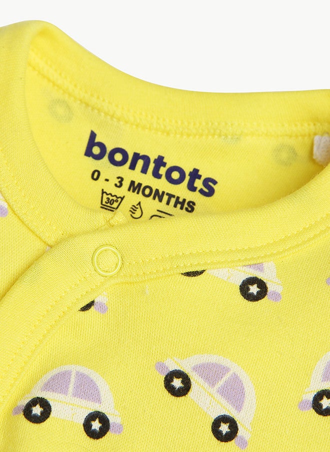 BONTOTS جلباب بونتوتس للأطفال الأولاد بطبعة سيارة بيب بيب من القطن العضوي - Image 4